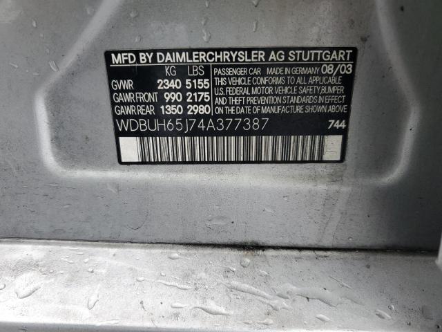 WDBUH65J74A377387 - 2004 MERCEDES-BENZ E 320 SILVER photo 12