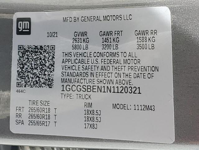 1GCGSBEN1N1120321 - 2022 CHEVROLET COLORADO 灰色 照片 13