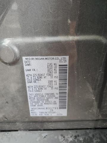 5N1AT2MVXKC831791 - 2019 NISSAN ROGUE S GRAY photo 14