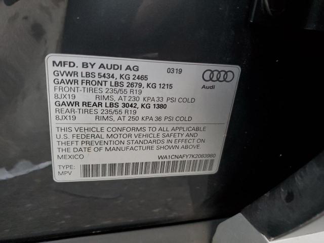 WA1CNAFY7K2083980 - 2019 AUDI Q5 PRESTIGE GRAY photo 12