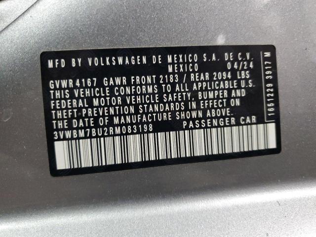 3VWBM7BU2RM083198 - 2024 VOLKSWAGEN JETTA SPORT 灰色 照片 12