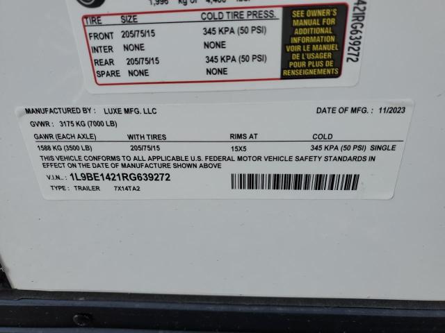 1L9BE1421RG639272 - 2024 UTILITY TRAILER Ağ foto 10