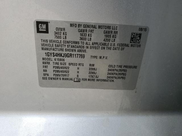 1GYS4HKJ9GR117769 - 2016 CADILLAC ESCALADE ESV LUXURY ვერცხლისფერი ფოტო 13