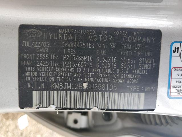 KM8JM12B56U258105 - 2006 HYUNDAI TUCSON GL 银色 照片 12