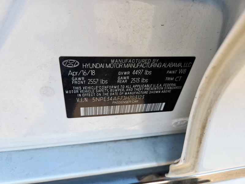 5NPE34AF7JH703123 - 2018 HYUNDAI SONATA SPORT أبيض صورة 13