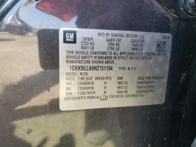 1GKKNLLA8HZ151194 - 2017 GMC ACADIA SLE Графитовый фото 13