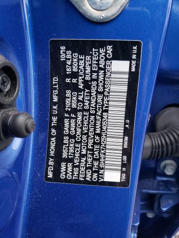 SHHFK7H25HU405348 - 2017 HONDA CIVIC LX BLUE photo 12