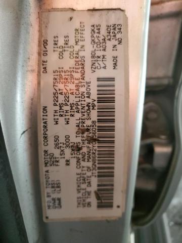JT3GN86R2Y0156058 - 2000 TOYOTA 4RUNNER SR5 ვერცხლისფერი ფოტო 13