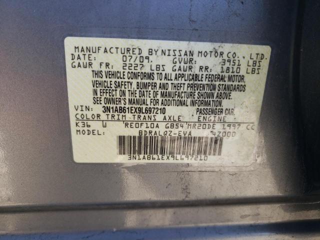 3N1AB61EX9L697210 - 2009 NISSAN SENTRA 2.0 GRAY photo 12