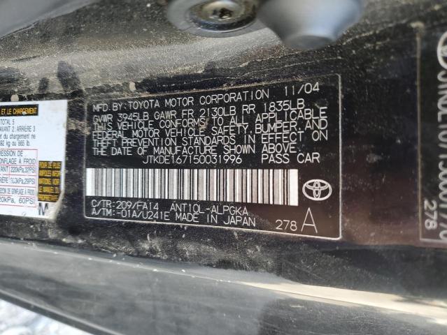 JTKDE167150031996 - 2005 TOYOTA SCION TC 黑色 照片 12