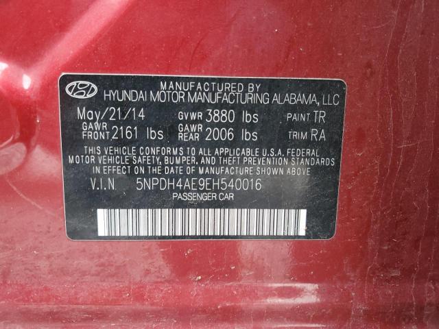 5NPDH4AE9EH540016 - 2014 HYUNDAI ELANTRA SE BURGUNDY photo 12