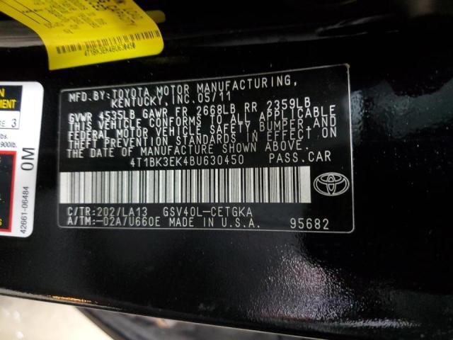 4T1BK3EK4BU630450 - 2011 TOYOTA CAMRY SE BLACK photo 13