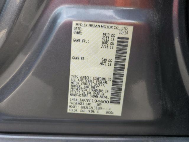 1N4AL3AP7FC194600 - 2015 NISSAN ALTIMA 2.5 Szary zdjęcie 13