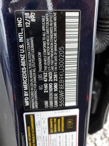 55SWF8EB9KU300205 - 2019 MERCEDES-BENZ C 300 4MATIC BLUE photo 12