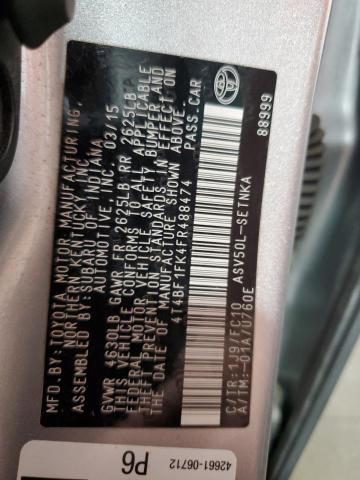 4T4BF1FK4FR488474 - 2015 TOYOTA CAMRY LE 银色 照片 13