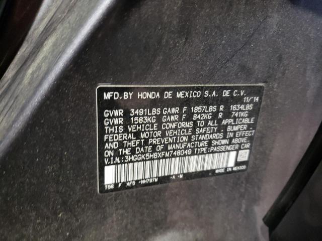 3HGGK5H8XFM748049 - 2015 HONDA FIT EX CHARCOAL photo 12