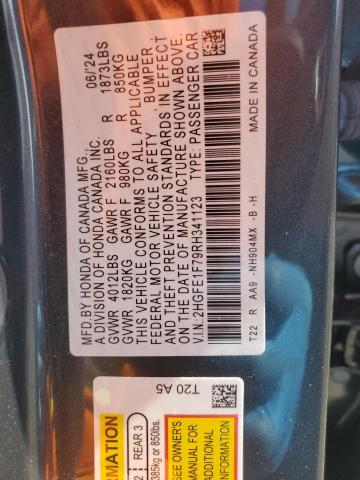 2HGFE1F79RH341123 - 2024 HONDA CIVIC EX Boz foto 12
