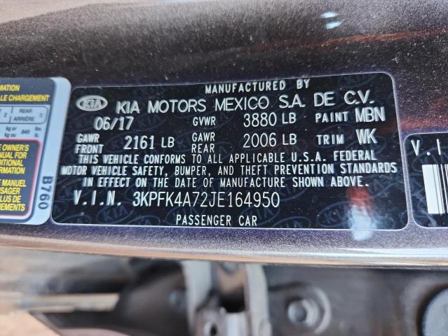 3KPFK4A72JE164950 - 2018 KIA FORTE LX Сұр фото 13