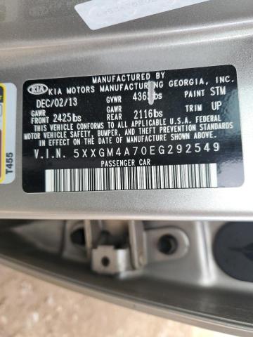 5XXGM4A70EG292549 - 2014 KIA OPTIMA LX SILVER photo 12