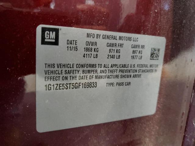 1G1ZE5ST5GF169833 - 2016 CHEVROLET MALIBU LT RED photo 12