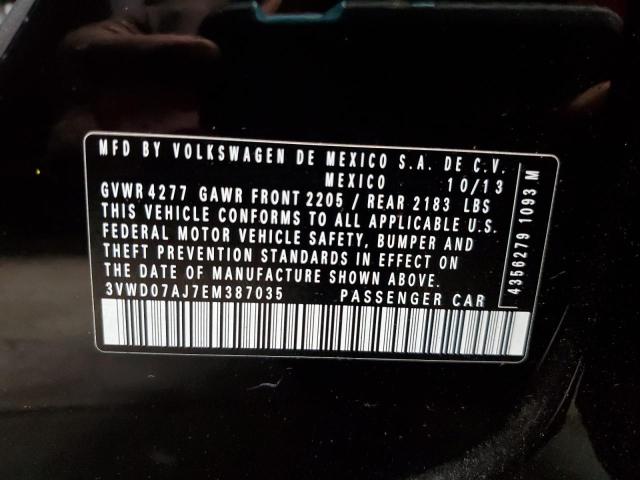 3VWD07AJ7EM387035 - 2014 VOLKSWAGEN JETTA SE შავი ფოტო 12