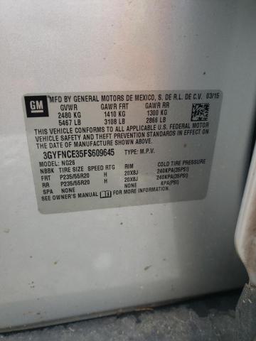 3GYFNCE35FS609645 - 2015 CADILLAC SRX PERFORMANCE COLLECTION SILVER photo 13