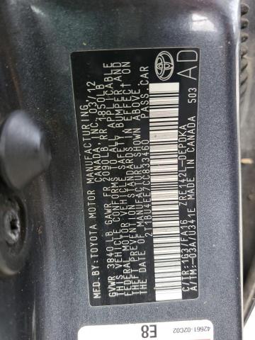 2T1BU4EE7CC833460 - 2012 TOYOTA COROLLA BASE 灰色 照片 13