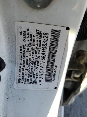 2HGFA1F58AH583528 - 2010 HONDA CIVIC LX WHITE photo 12