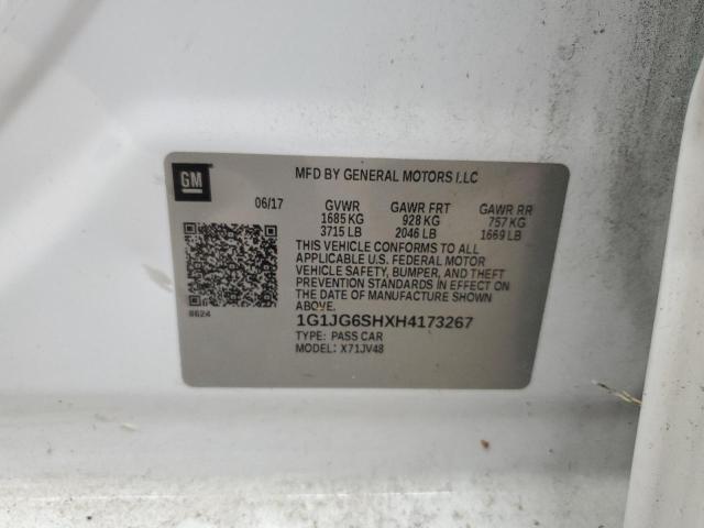 1G1JG6SHXH4173267 - 2017 CHEVROLET SONIC WHITE photo 12
