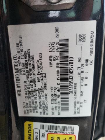 3FA6P0SU3DR297010 - 2013 FORD FUSION TITANIUM PHEV BLACK photo 12