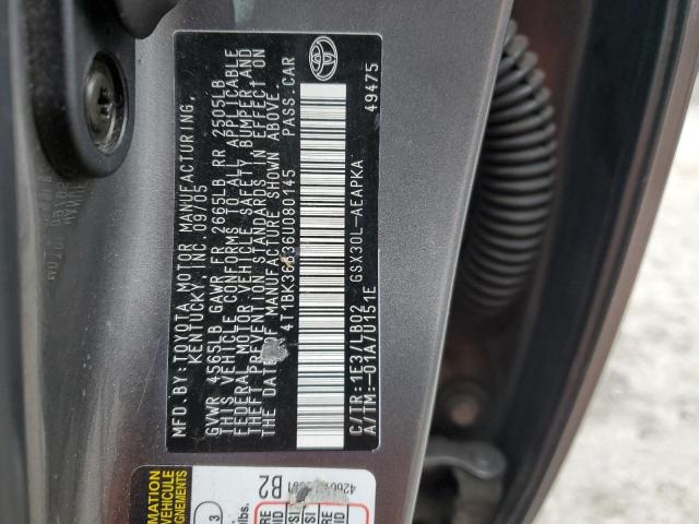 4T1BK36B36U080145 - 2006 TOYOTA AVALON XL GRAY photo 12