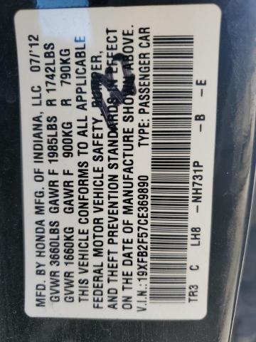 19XFB2F57CE369890 - 2012 HONDA CIVIC LX BLACK photo 12