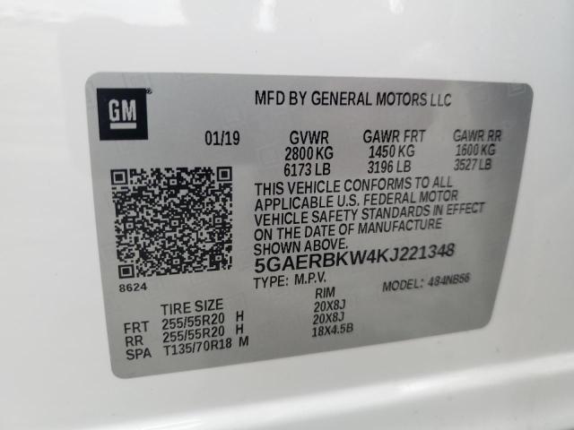 5GAERBKW4KJ221348 - 2019 BUICK ENCLAVE ESSENCE Blanco foto 13