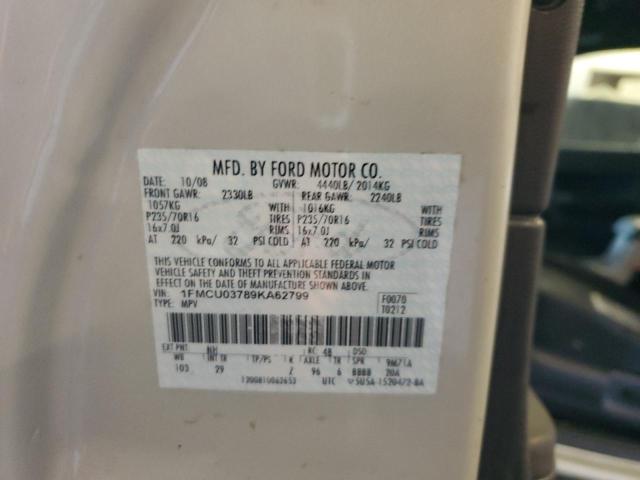 1FMCU03789KA62799 - 2009 FORD ESCAPE XLT TAN photo 13