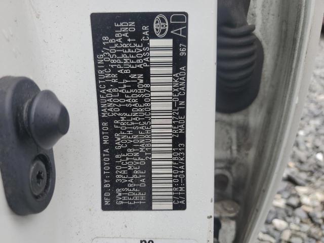 2T1BURHE5JC080078 - 2018 TOYOTA COROLLA L WHITE photo 13