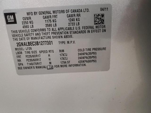 2GNALBEC3B1277301 - 2011 CHEVROLET EQUINOX LS SILVER photo 12