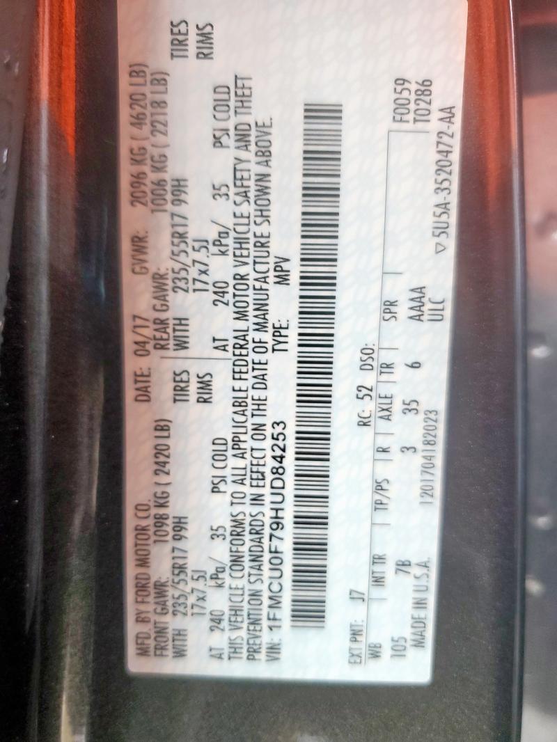 1FMCU0F79HUD84253 - 2017 FORD ESCAPE S GRAY photo 13