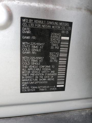 KNMAT2MT2FP550053 - 2015 NISSAN ROGUE S SILVER photo 13