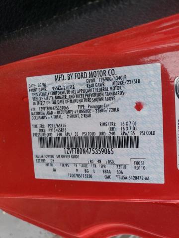 1ZVFT80N475359065 - 2007 FORD MUSTANG RED photo 13