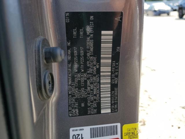 5TDYK3DC3GS716675 - 2016 TOYOTA SIENNA XLE Գրաֆիտ լուսանկար 13