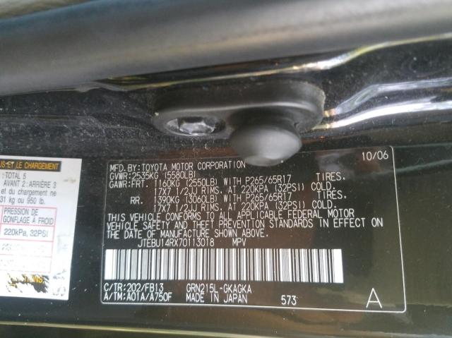 JTEBU14RX70113018 - 2007 TOYOTA 4RUNNER SR5 黑色 照片 10