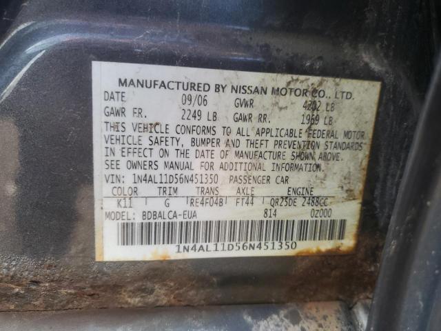 1N4AL11D56N451350 - 2006 NISSAN ALTIMA S 灰色 照片 13
