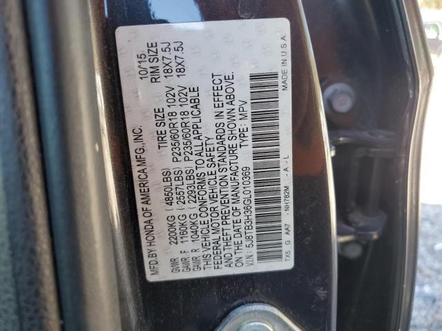 5J8TB3H36GL010369 - 2016 ACURA RDX CHARCOAL photo 12