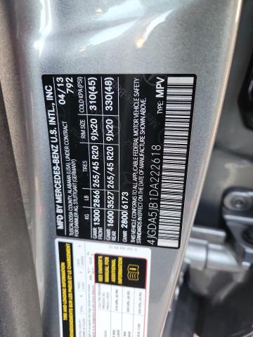 4JGDA5JB1DA222618 - 2013 MERCEDES-BENZ ML 350 GRAY photo 12