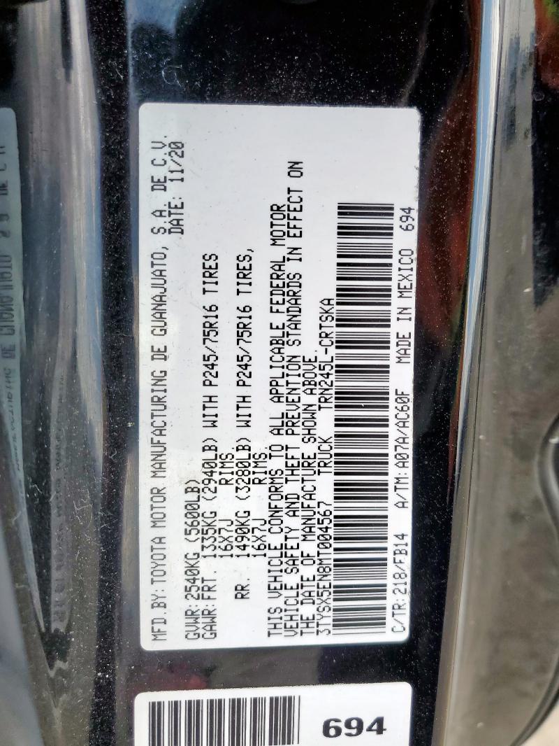 3TYSX5EN8MT004567 - 2021 TOYOTA TACOMA ACCESS CAB Qara foto 12