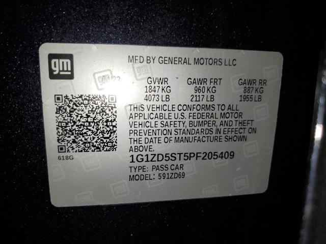 1G1ZD5ST5PF205409 - 2023 CHEVROLET MALIBU LT Szary zdjęcie 12