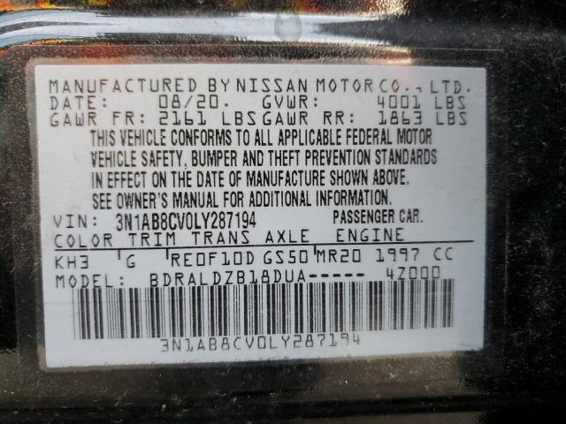 3N1AB8CV0LY287194 - 2020 NISSAN SENTRA SV BLACK photo 13