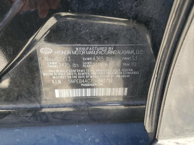 5NPEB4AC7EH843722 - 2014 HYUNDAI SONATA GLS BLACK photo 12