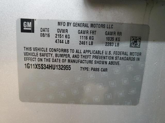 1G11X5S34HU132955 - 2017 CHEVROLET IMPALA LS SILVER photo 12