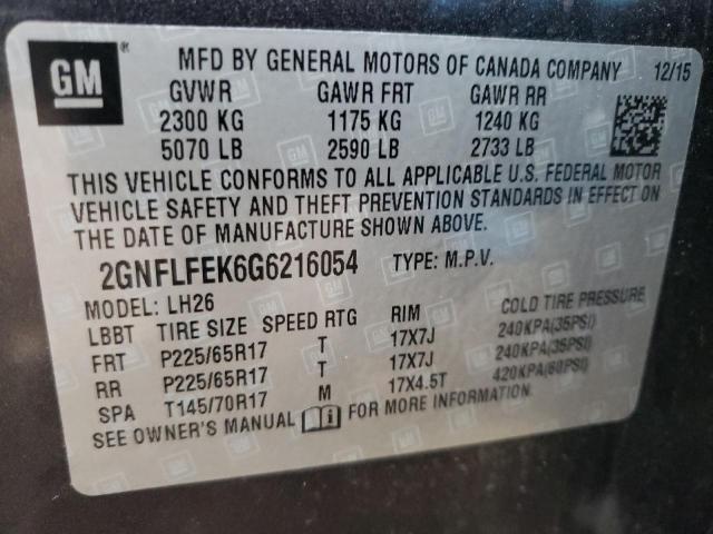 2GNFLFEK6G6216054 - 2016 CHEVROLET EQUINOX LT CHARCOAL photo 13